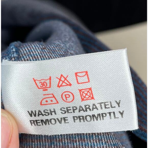 VTG Fornari Women’s Ribbed Velour Top Blue Rust Striped Long Sleeve Sz 3 (XS) - Picture 10 of 12